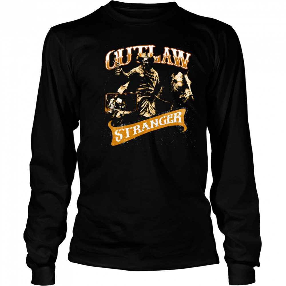Outlaw Stranger Skeleton horse retro shirt Long Sleeved