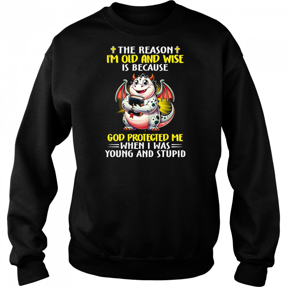 The reason I’m old and wise is because God protected me when I was young and stupid shirt Sweatshirt