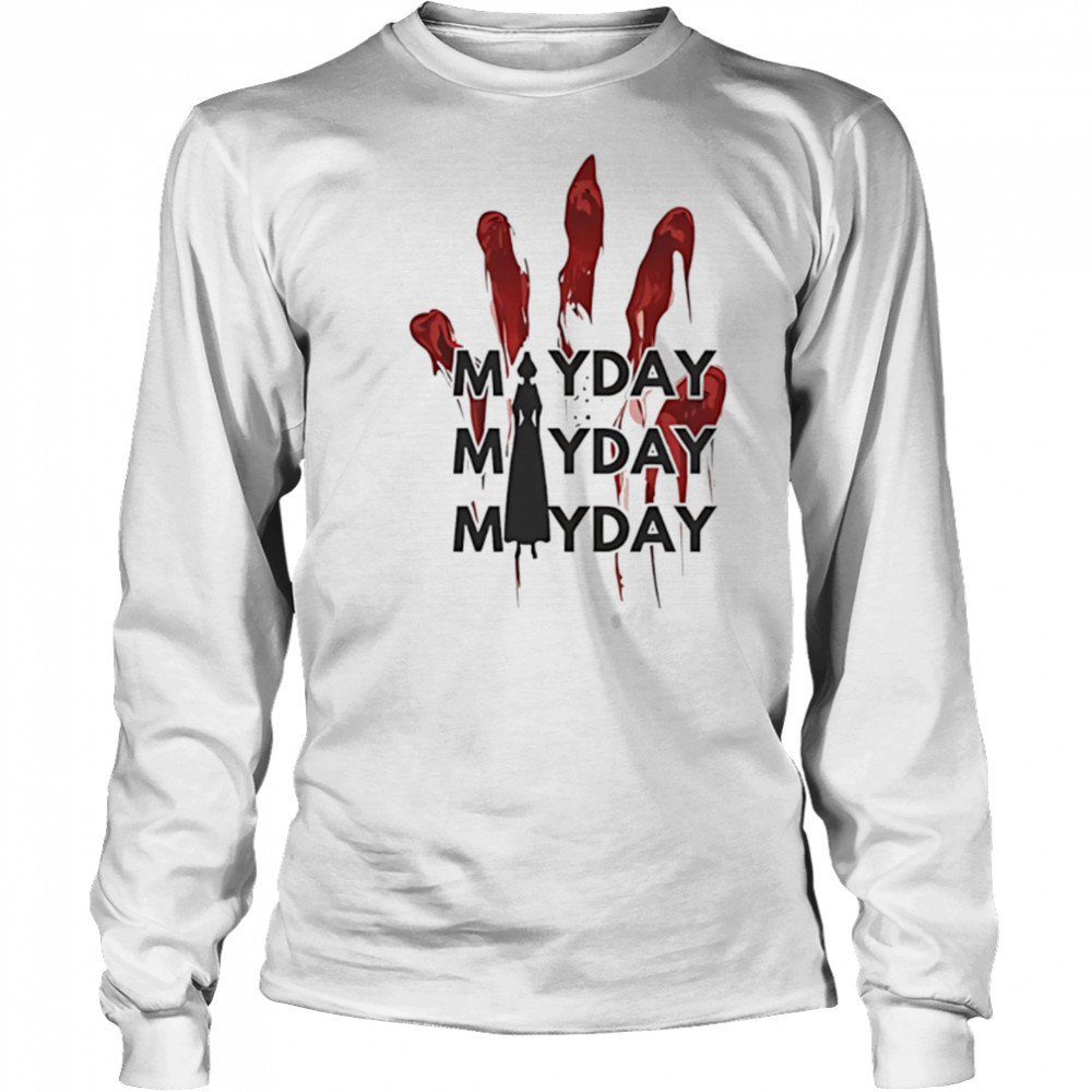 Mayday mayday mayday red handprint resist shirt Long Sleeved