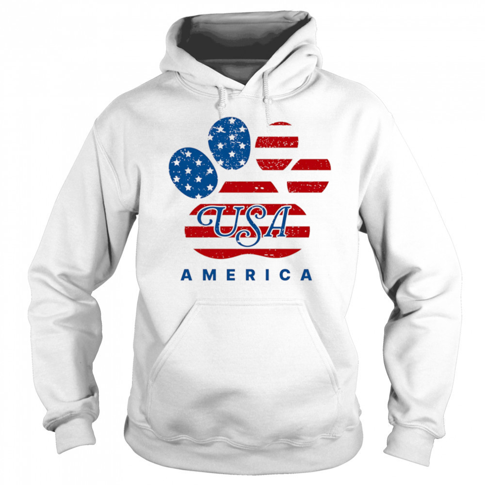 USA America dog footprints shirt Hoodie