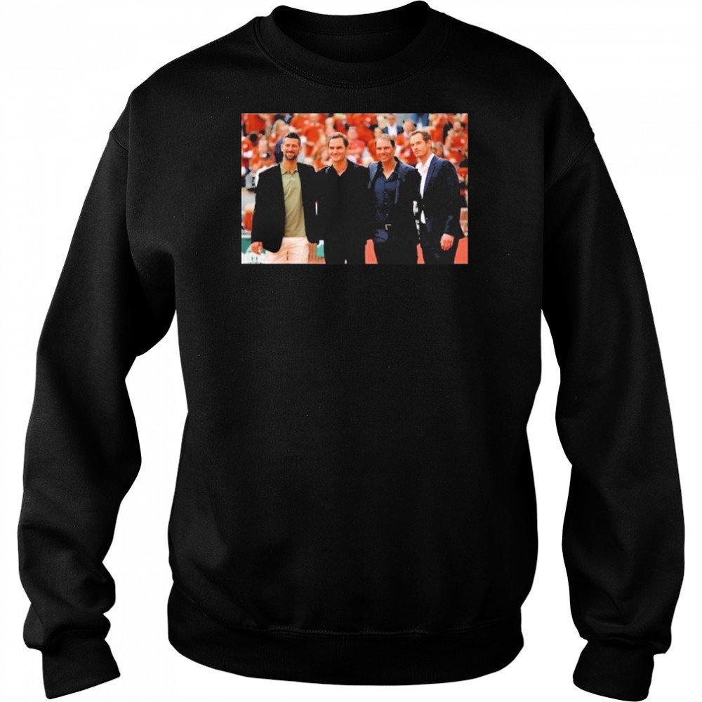 Four Tennis Legends Djokovic Federer Murray Nadal At Rafa Roland Garros Tribute Wall shirt Sweatshirt