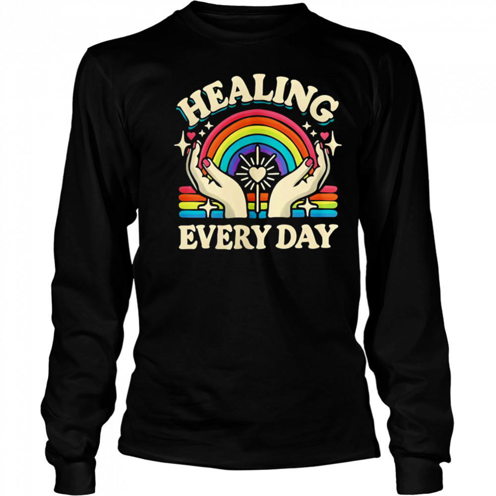 Healing Every Day rainbow vintage shirt Long Sleeved