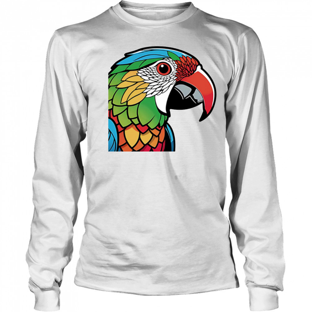 Colorful Lovebird Parrot Doodle Sticker shirt Long Sleeved