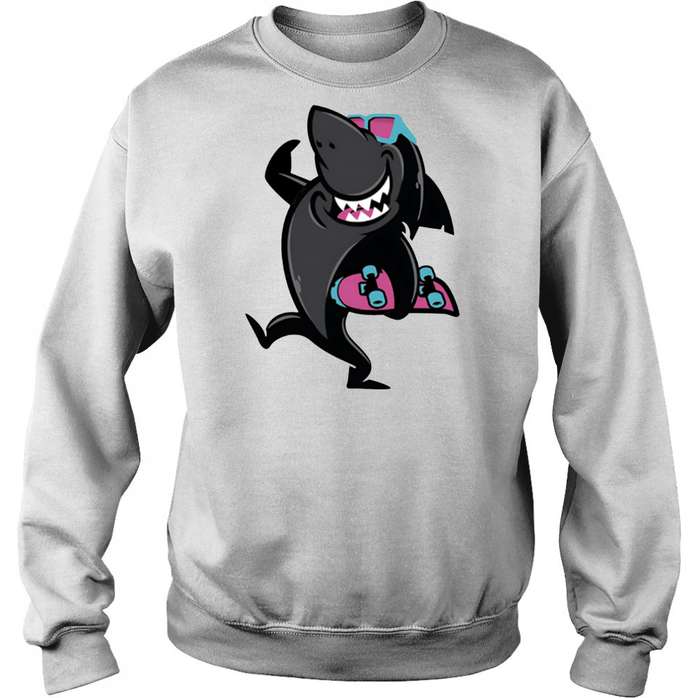 Skate Shark roller skating funny cartoon shirt Sweatshirt
