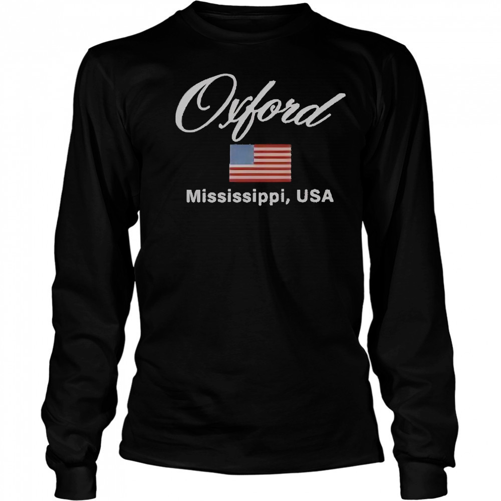 Ole Miss Oxford Vintage Flag Embroidered T-Shirt Long Sleeved