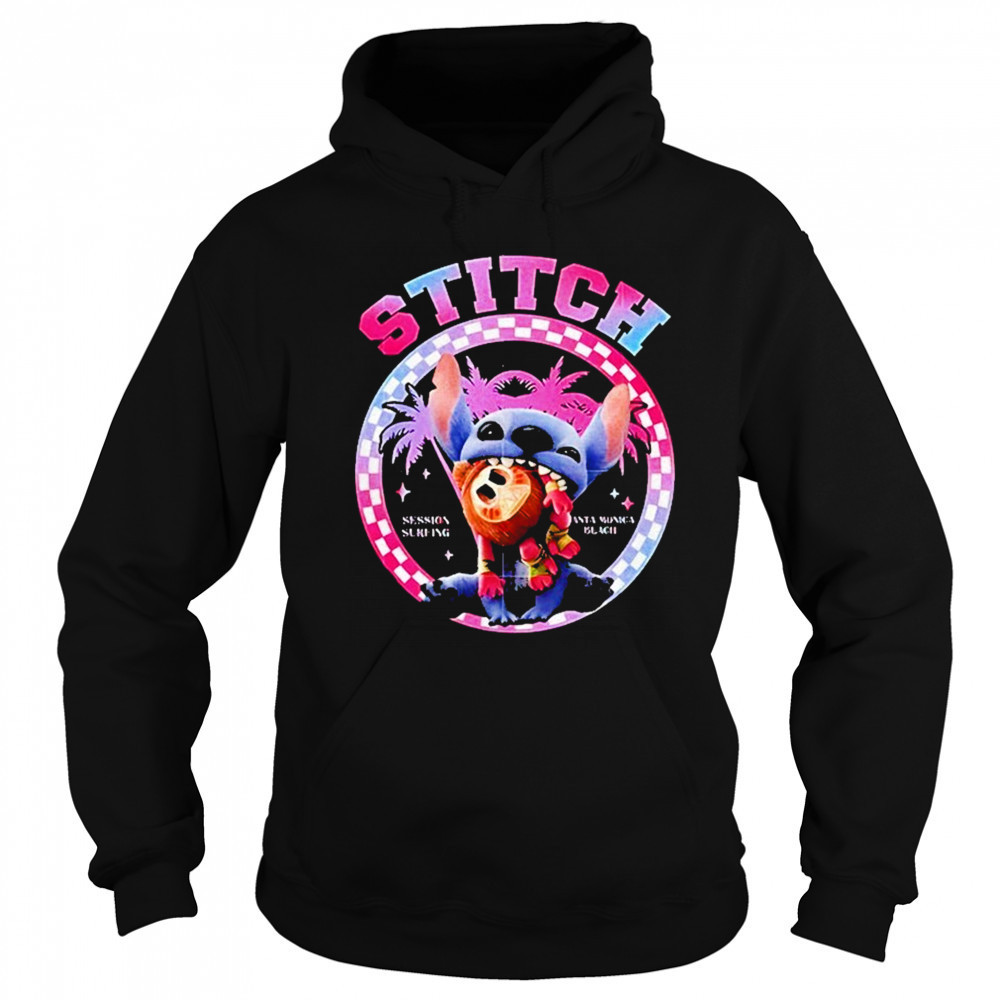 Stitch Santa Monica Beach Surfing Session Shirt Hoodie