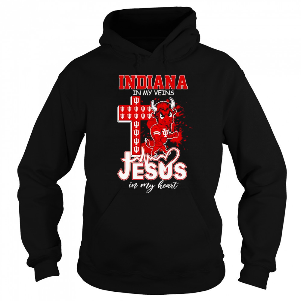 Indiana in my veins Jesus in my heart mascot shirt Hoodie