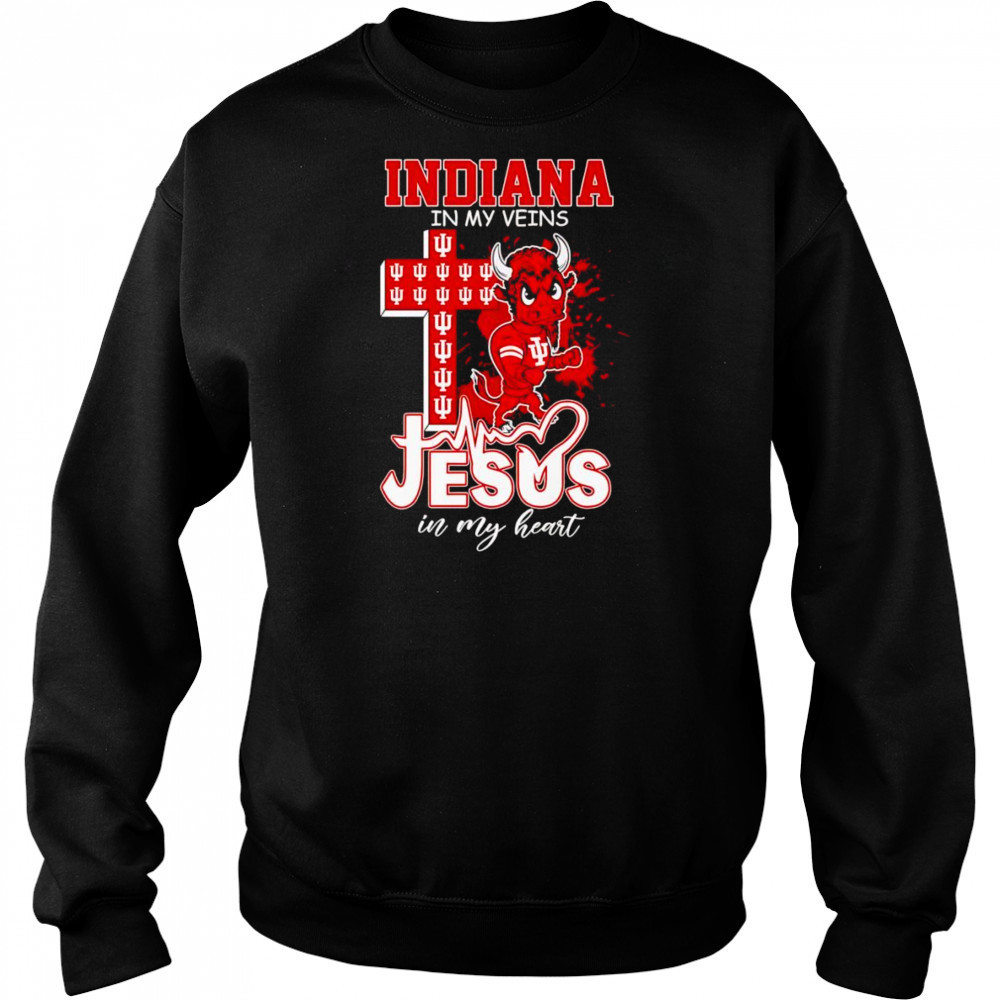 Indiana in my veins Jesus in my heart mascot shirt Sweatshirt