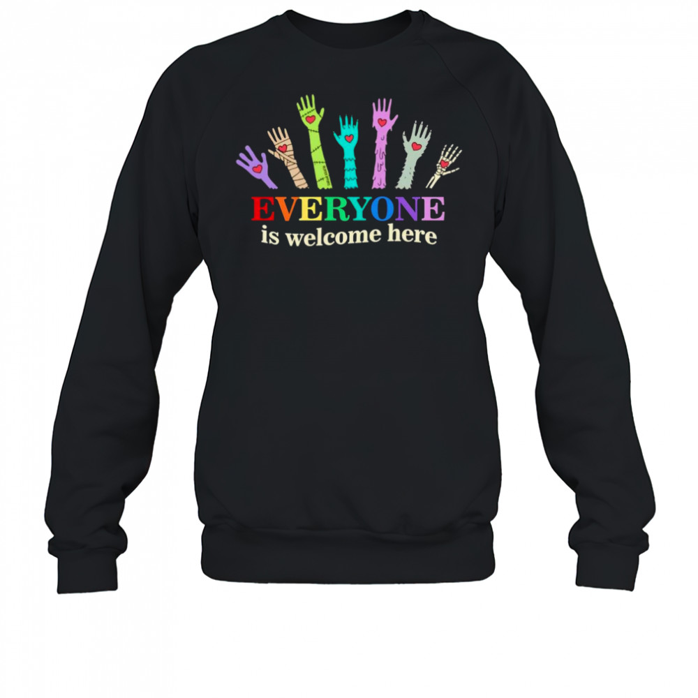 Everyone is welcome here LGBT Pride hand shirt Hoodie