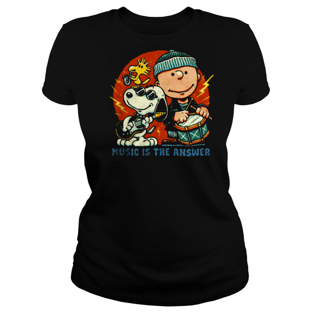 Woodstock Snoopy and Charlie Brown music is the answer shirt Women's T-shirt