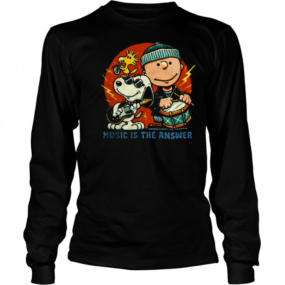 Woodstock Snoopy and Charlie Brown music is the answer shirt Long Sleeved
