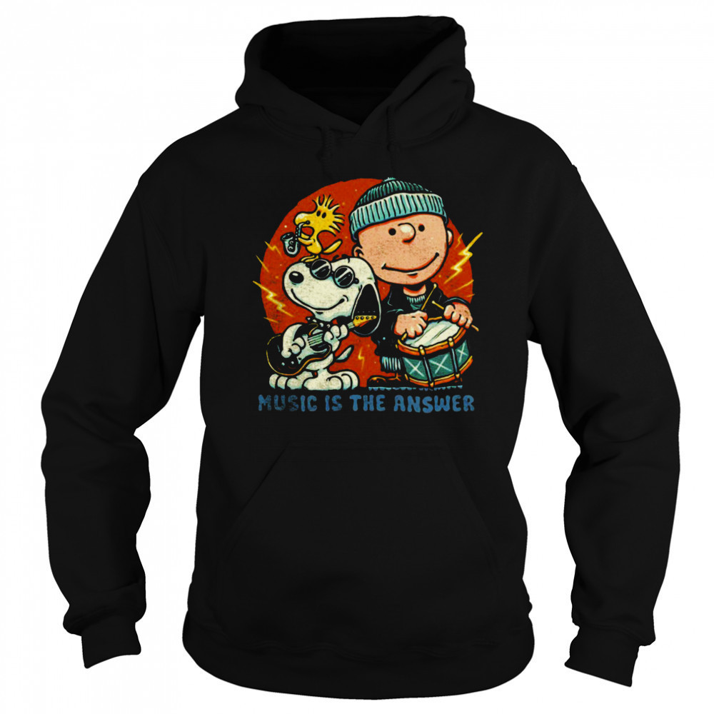 Woodstock Snoopy and Charlie Brown music is the answer shirt Hoodie
