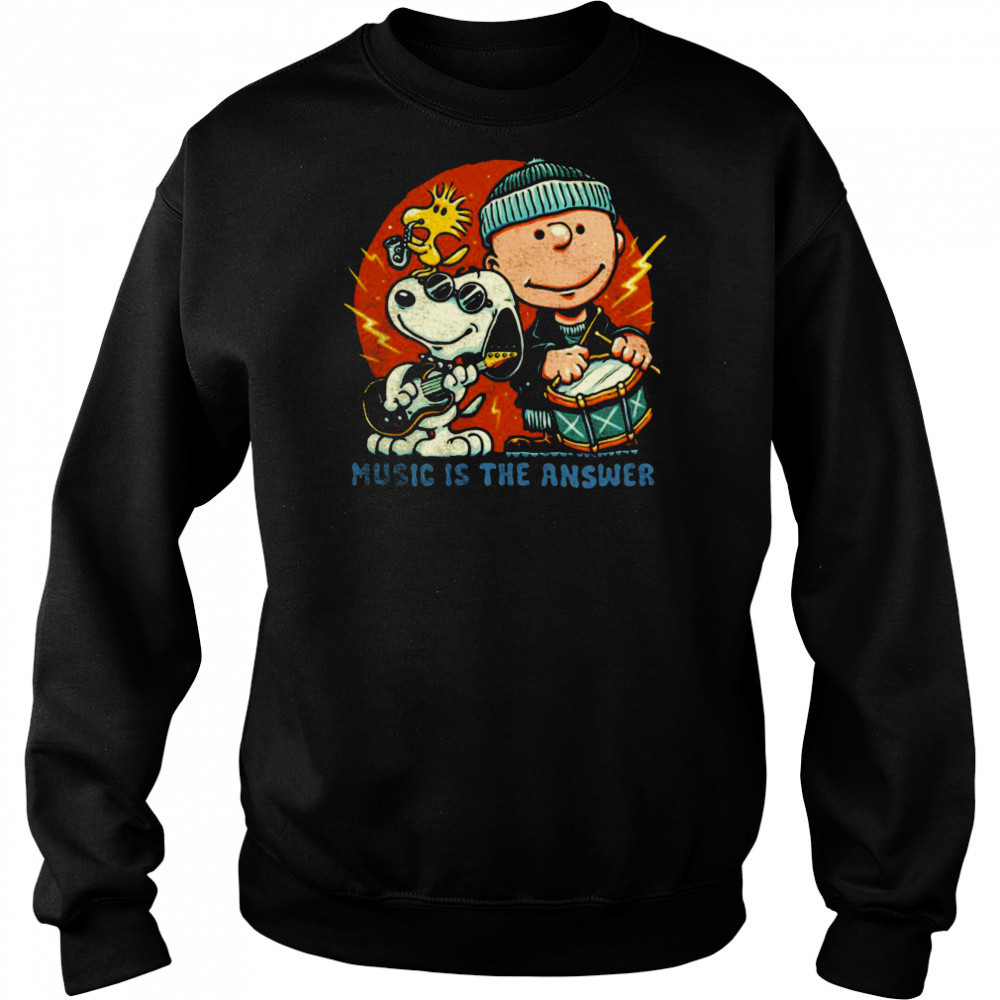 Woodstock Snoopy and Charlie Brown music is the answer shirt Sweatshirt