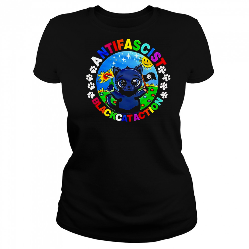 Antifascist black cat action shirt Women's T-shirt