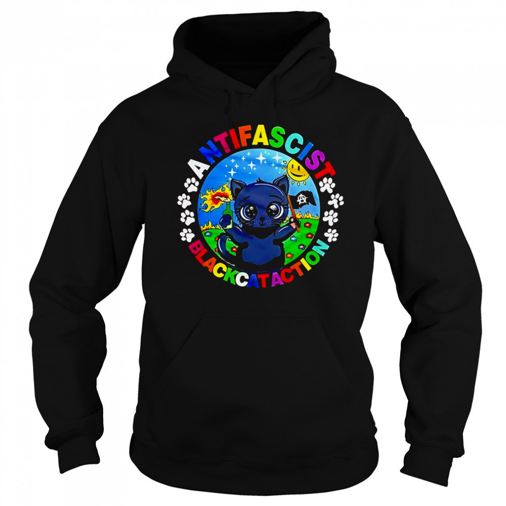 Antifascist black cat action shirt Hoodie