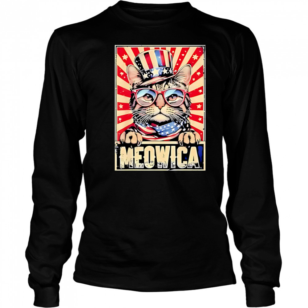 Cat meowica 4th of july shirt Long Sleeved
