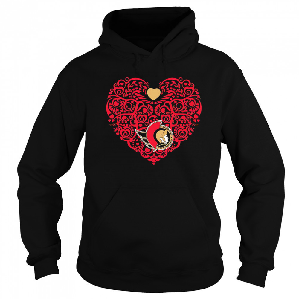 Ottawa Senators Floral Pattern Heart logo shirt Hoodie