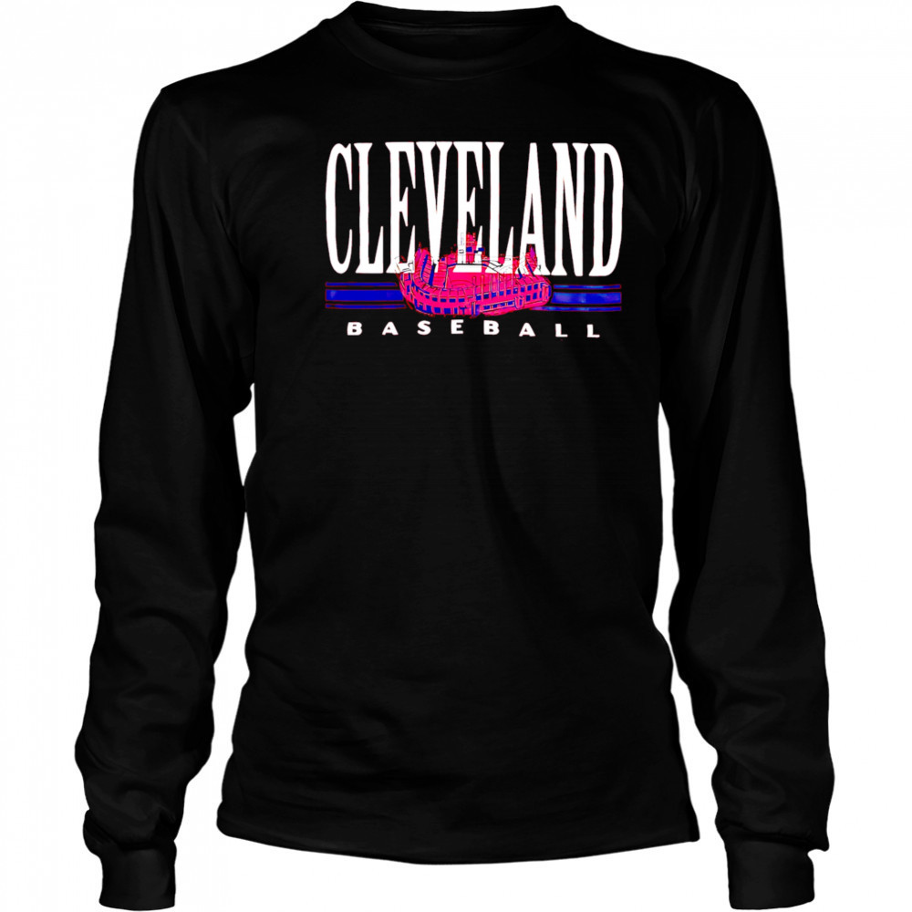 Red Cleveland baseball stadium shirt Long Sleeved