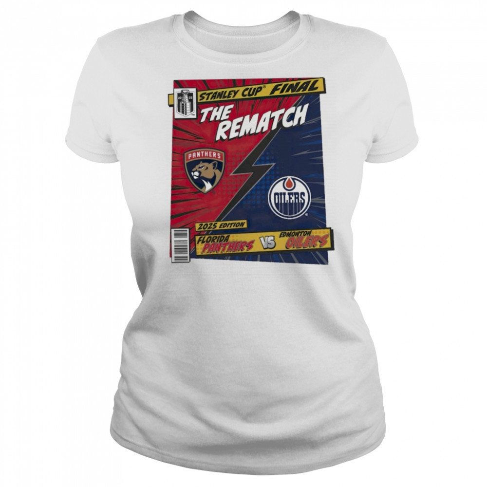 Florida Panthers vs. Edmonton Oilers 2025 Stanley Cup Final Rematch Comic Shirt Women's T-shirt