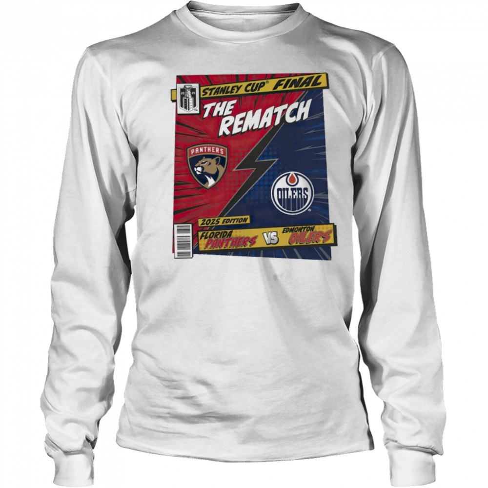 Florida Panthers vs. Edmonton Oilers 2025 Stanley Cup Final Rematch Comic Shirt Long Sleeved