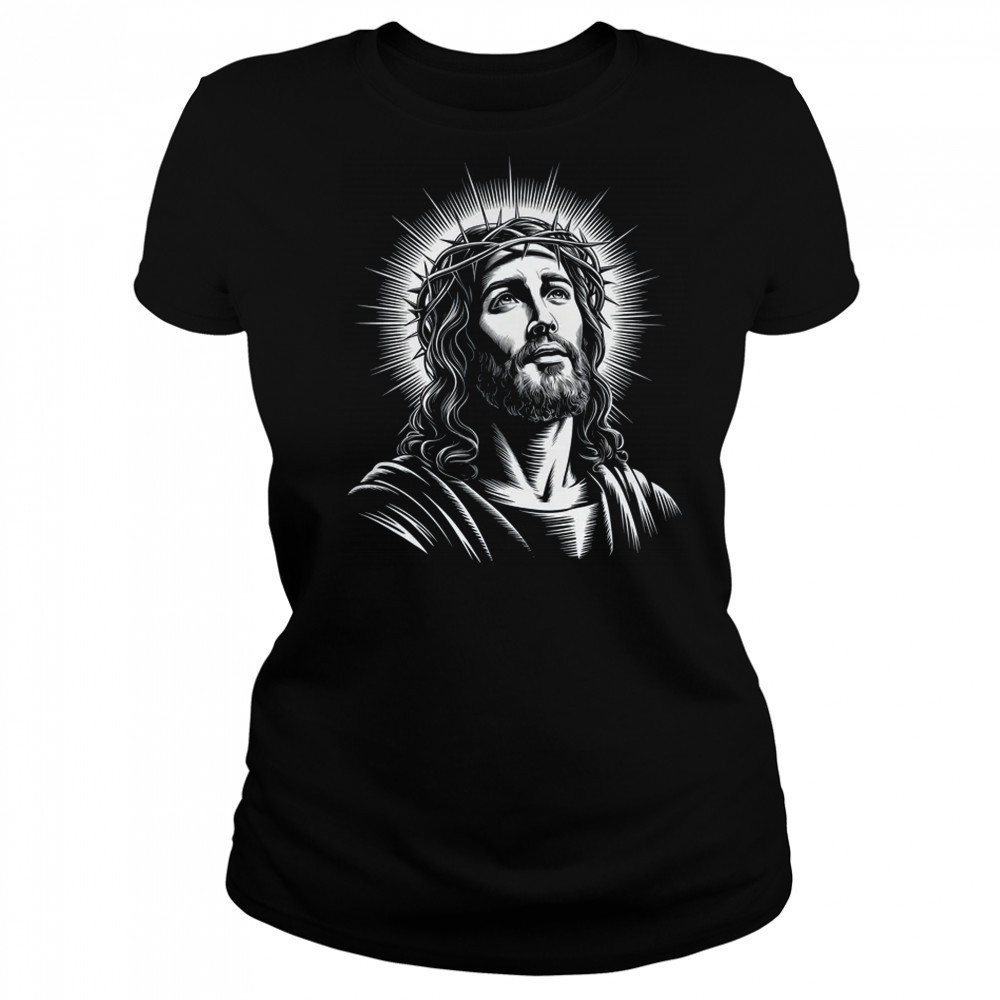 Jesus Christ Face With Crown Of Thorn God Bible Christian shirt Women's T-shirt