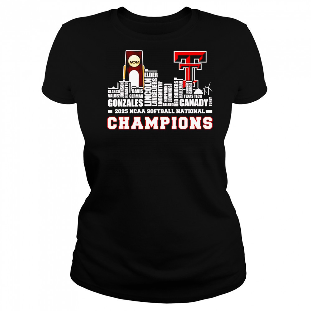 Skyline name 2025 NCAA Softball National Champions Texas Tech Red Raiders shirt Women's T-shirt