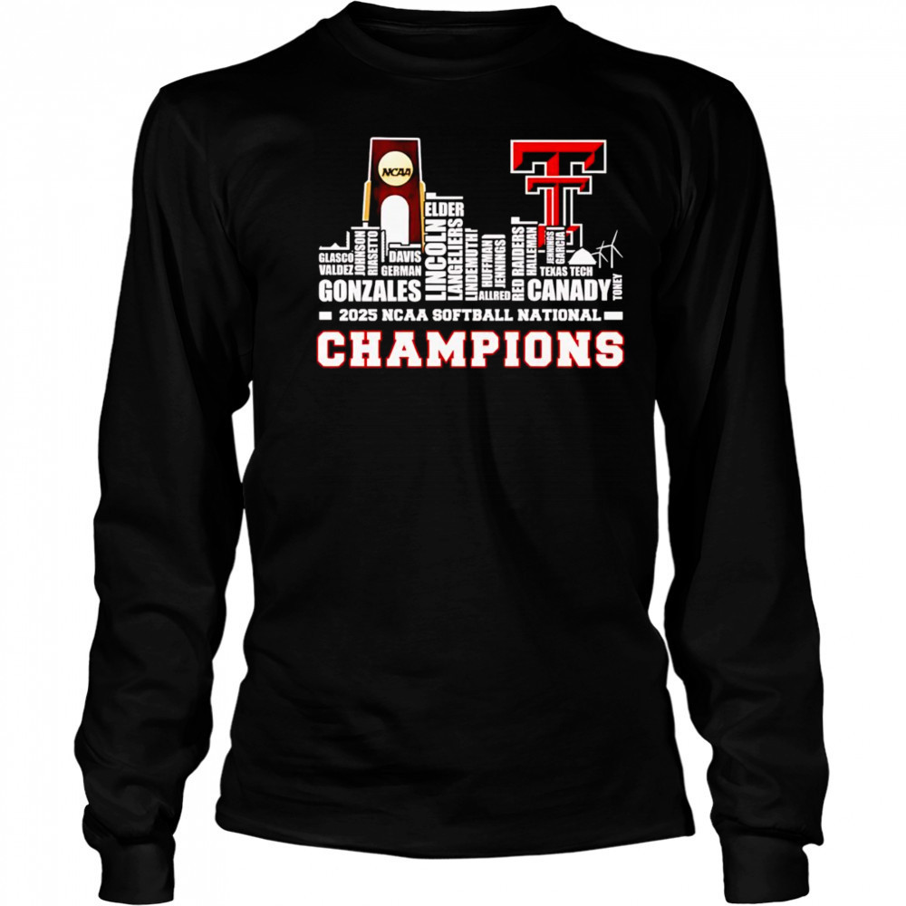 Skyline name 2025 NCAA Softball National Champions Texas Tech Red Raiders shirt Long Sleeved