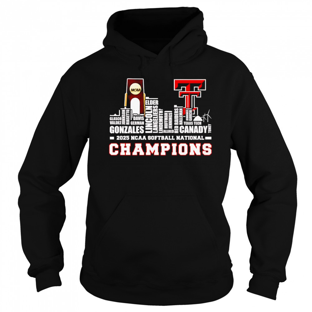 Skyline name 2025 NCAA Softball National Champions Texas Tech Red Raiders shirt Hoodie