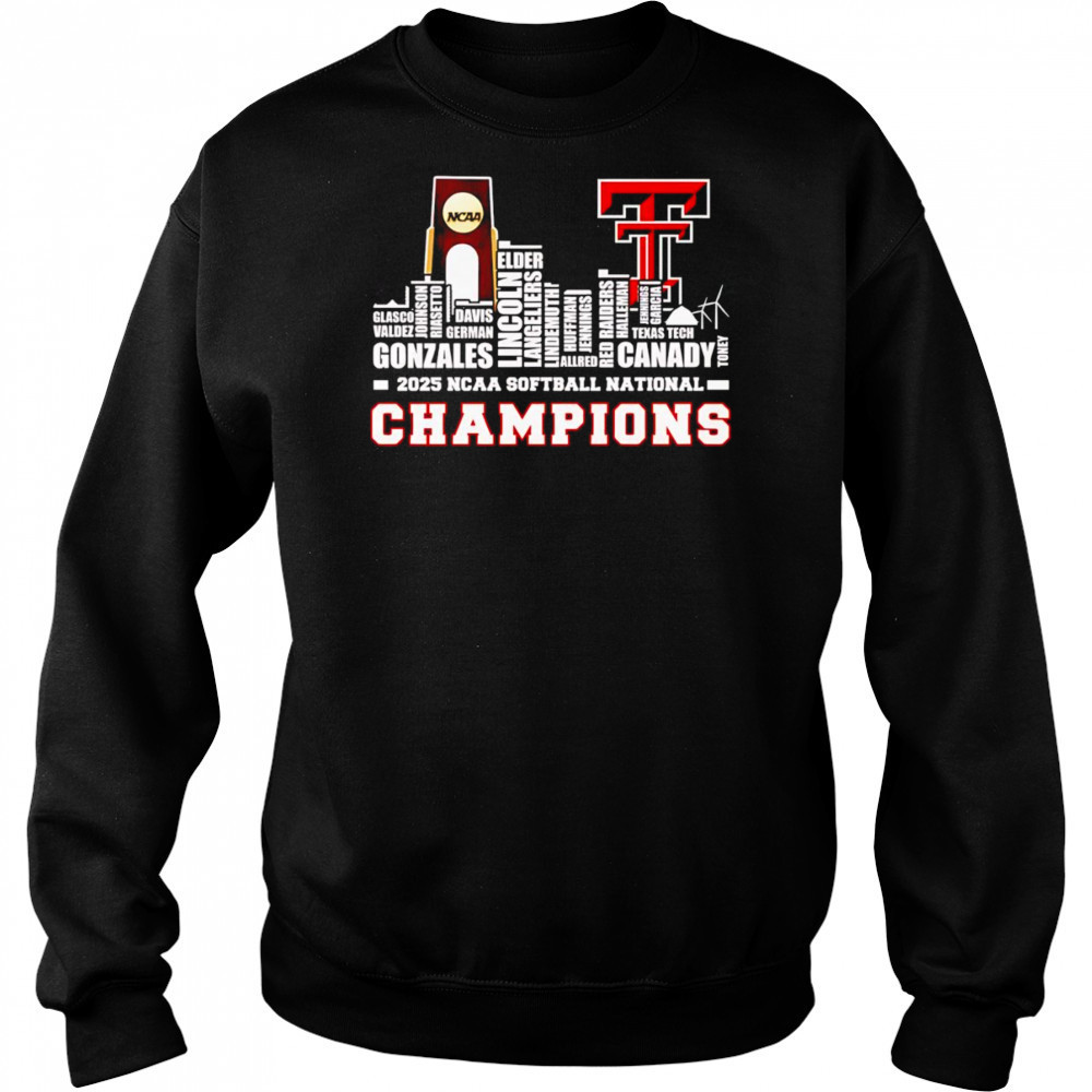 Skyline name 2025 NCAA Softball National Champions Texas Tech Red Raiders shirt Sweatshirt