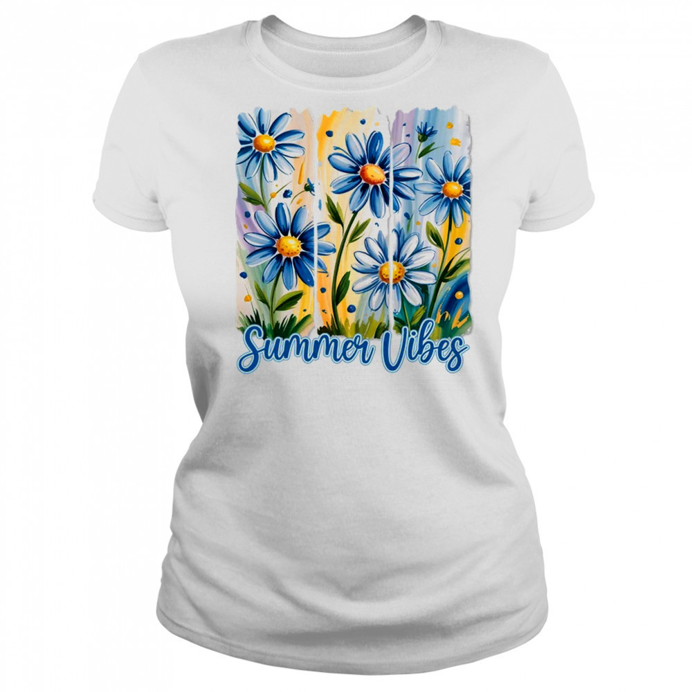 Summer Vibes Blue Floral Summer Women Wildflower Graphic shirt Women's T-shirt