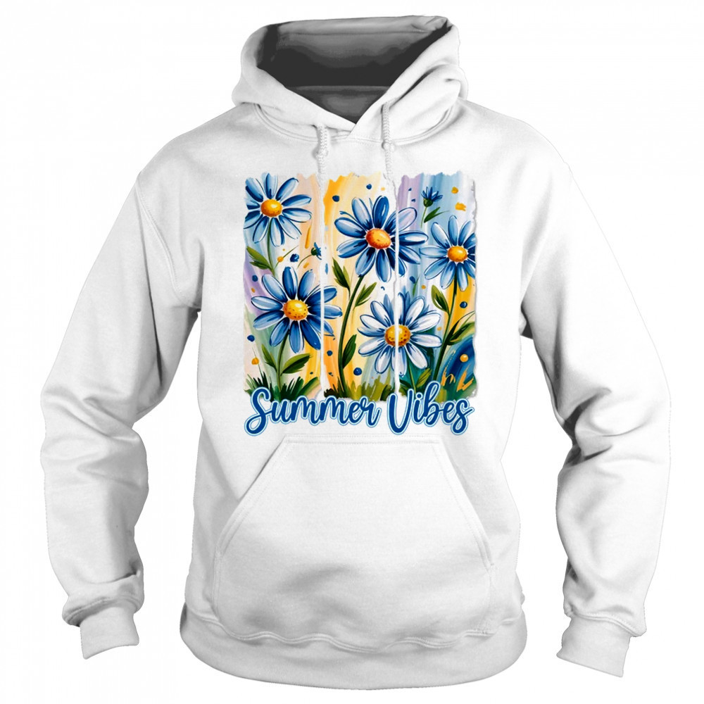Summer Vibes Blue Floral Summer Women Wildflower Graphic shirt Hoodie