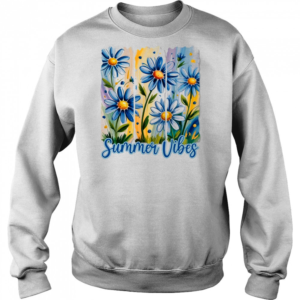 Summer Vibes Blue Floral Summer Women Wildflower Graphic shirt Sweatshirt