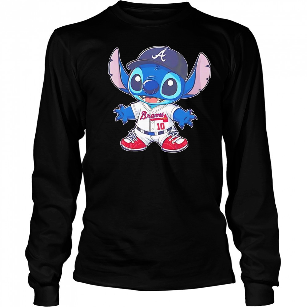 Stitch Atlanta Braves baseball shirt Long Sleeved