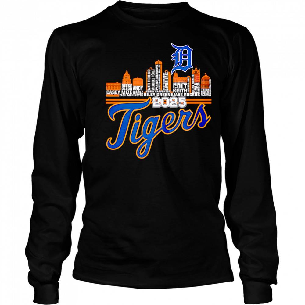 Skyline Detroit Tigers 2025 name players shirt Long Sleeved