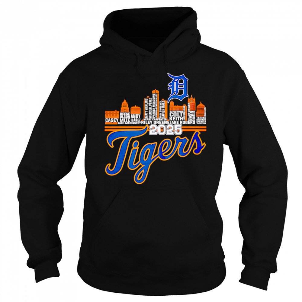 Skyline Detroit Tigers 2025 name players shirt Hoodie