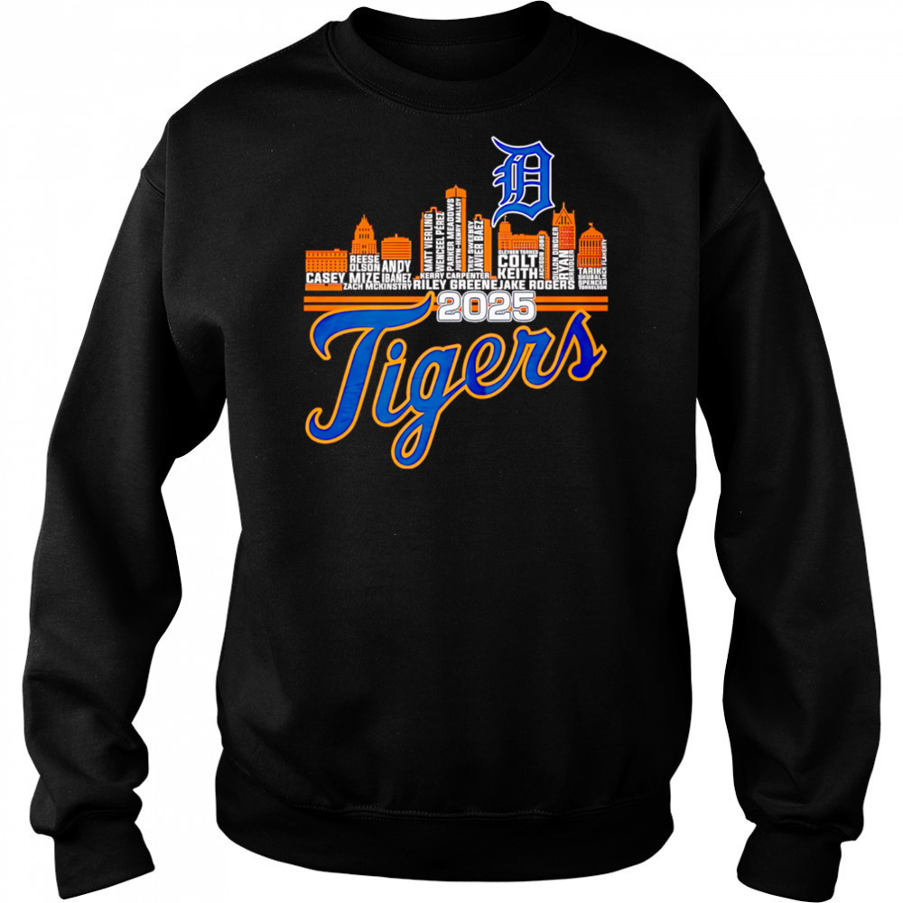 Skyline Detroit Tigers 2025 name players shirt Sweatshirt