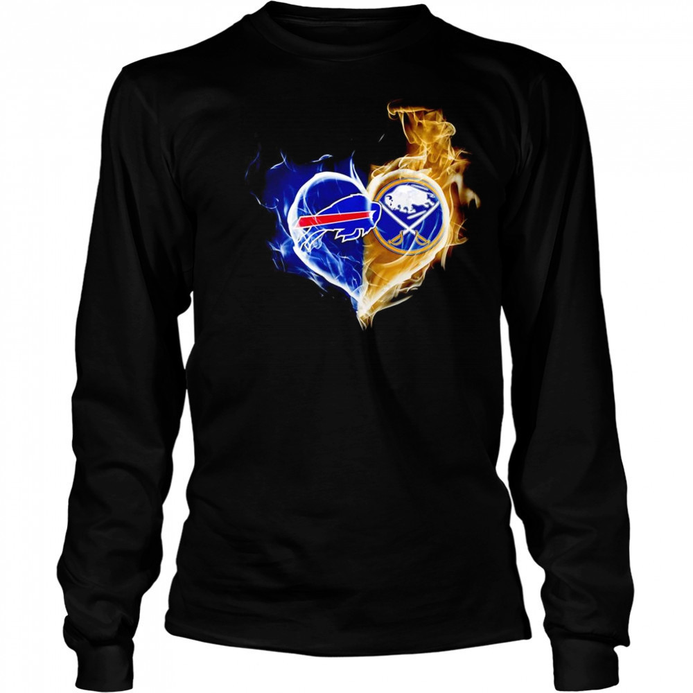 Smoke heart Buffalo Bills and Buffalo Sabres shirt Long Sleeved