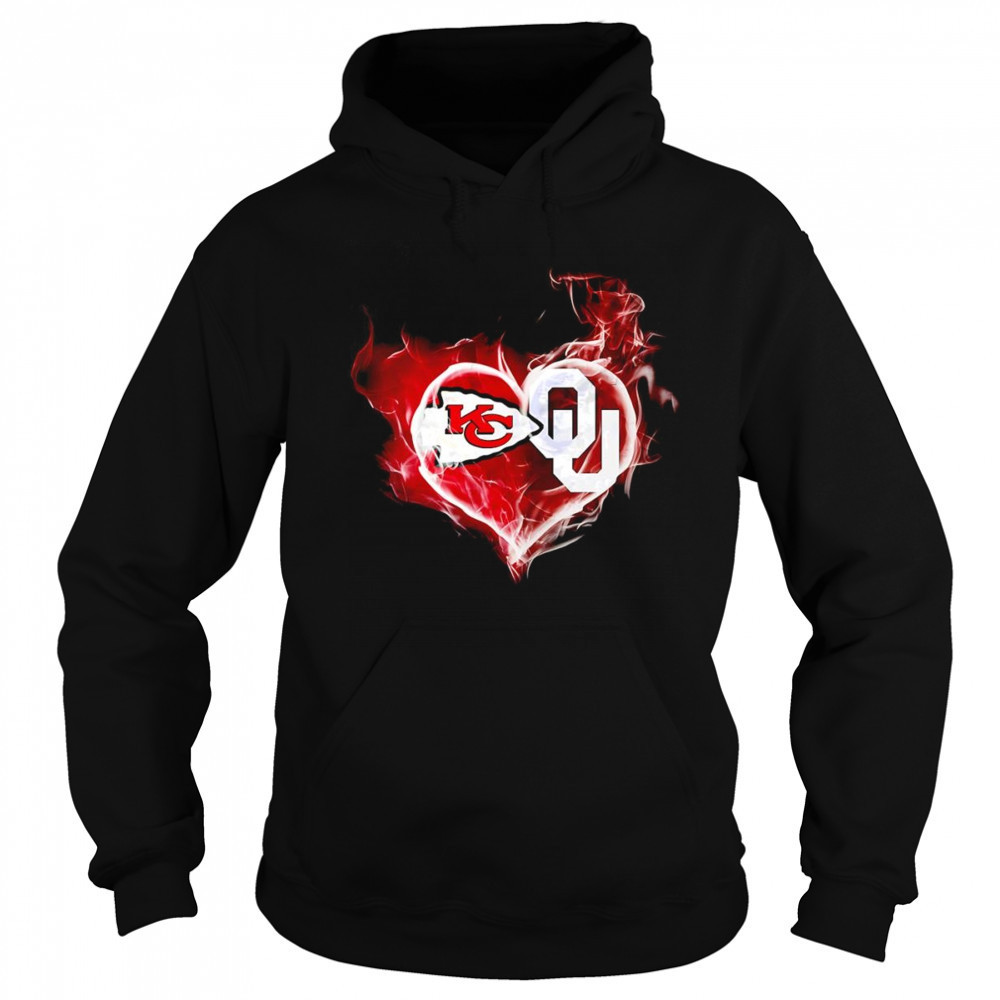 Smoke heart Kansas City Chiefs and Oklahoma Sooners shirt Hoodie