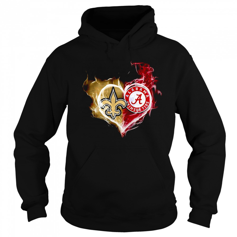 Smoke heart Saint New Orleans and Alabama Crimson Tide shirt Hoodie