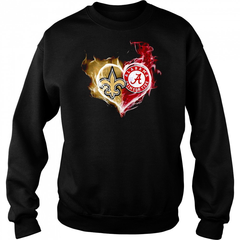 Smoke heart Saint New Orleans and Alabama Crimson Tide shirt Sweatshirt