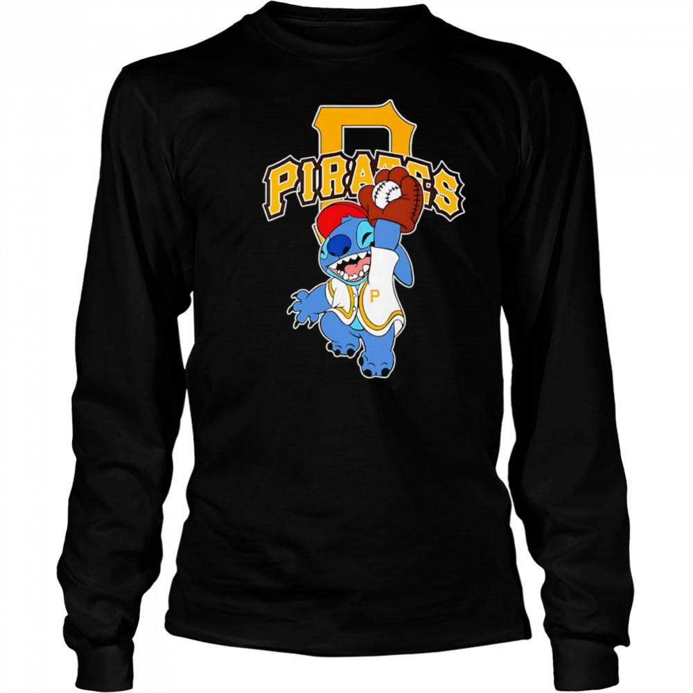 Stitch play baseball Pittsburgh Pirates shirt Long Sleeved