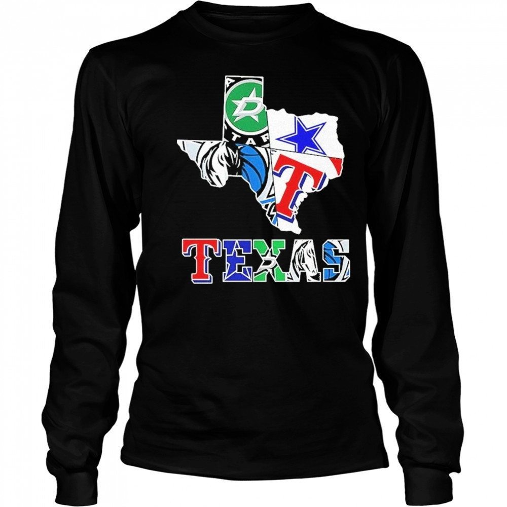 Texas Sports Teams Logo Map 2025 Shirt Long Sleeved