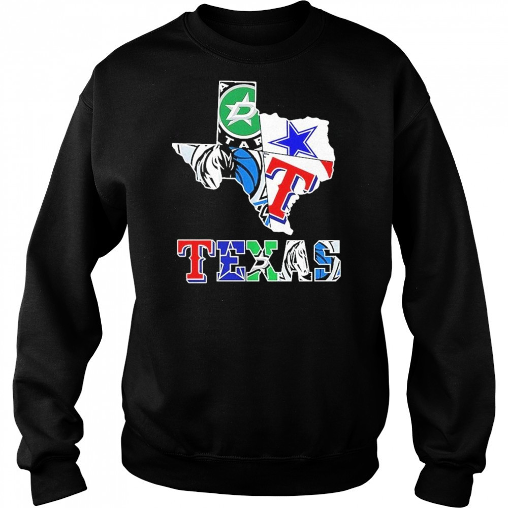 Texas Sports Teams Logo Map 2025 Shirt Sweatshirt