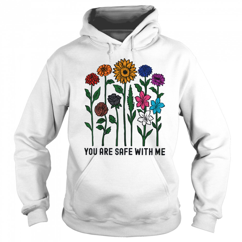 You Are Safe With Me Wildflower LGBTQ Pride Ally You’re Safe Raglan Baseball T-shirt Hoodie