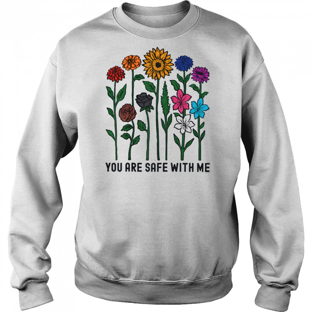 You Are Safe With Me Wildflower LGBTQ Pride Ally You’re Safe Raglan Baseball T-shirt Sweatshirt