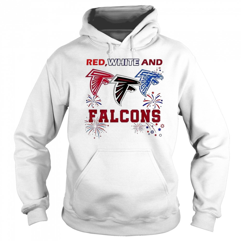Red White And Atlanta Falcons 4th Of July Independence Day 2025 Shirt Hoodie
