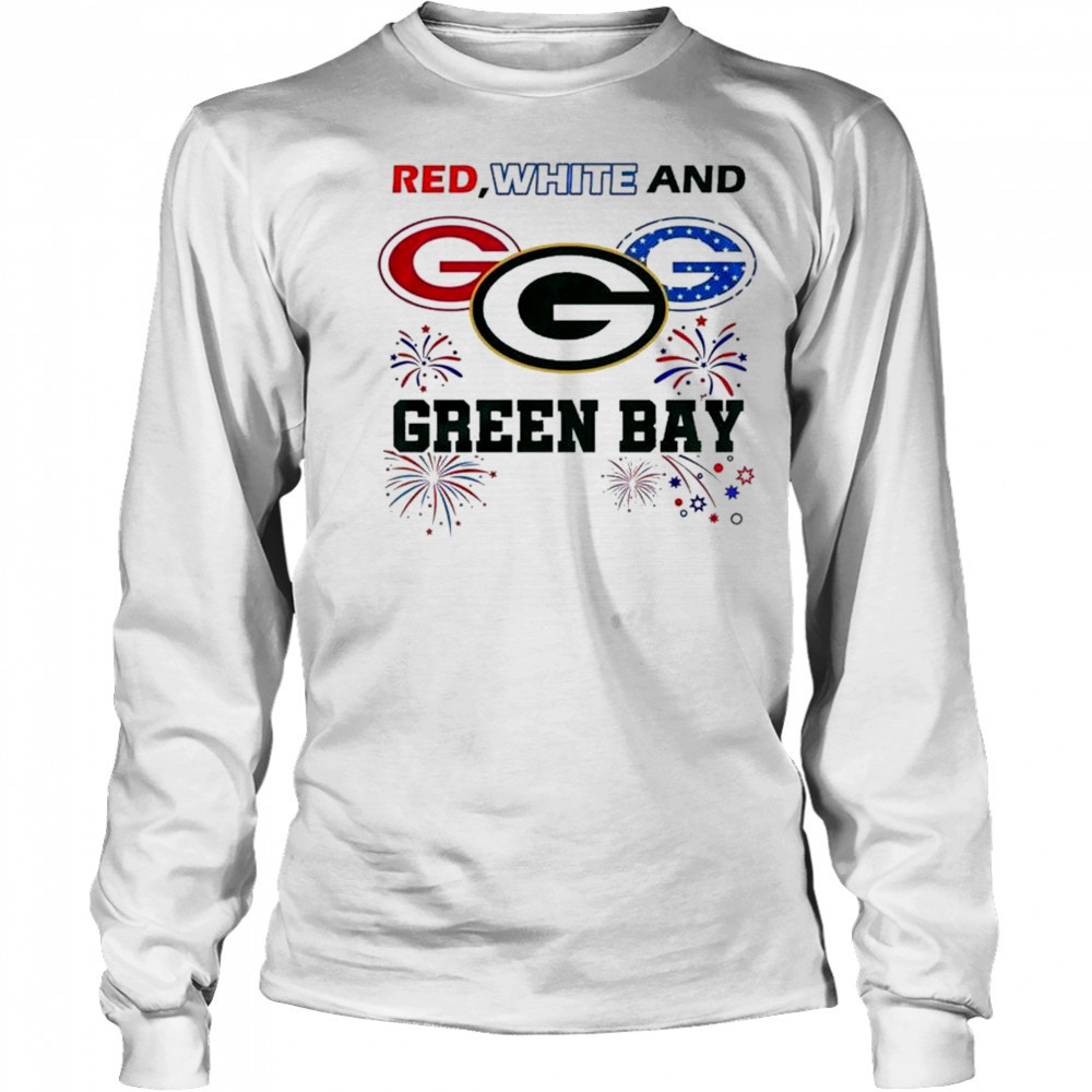 Red White And Green Bay Packers 4th Of July Independence Day 2025 Shirt Long Sleeved