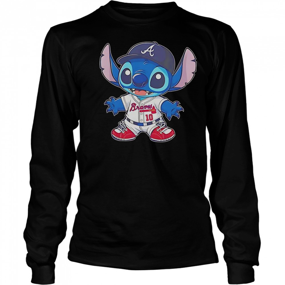 Stitch Atlanta Braves Baseball T-Shirt Long Sleeved