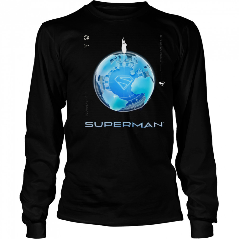 Superman (2025) Blue Chrome Flying Silhouette Logo shirt Long Sleeved