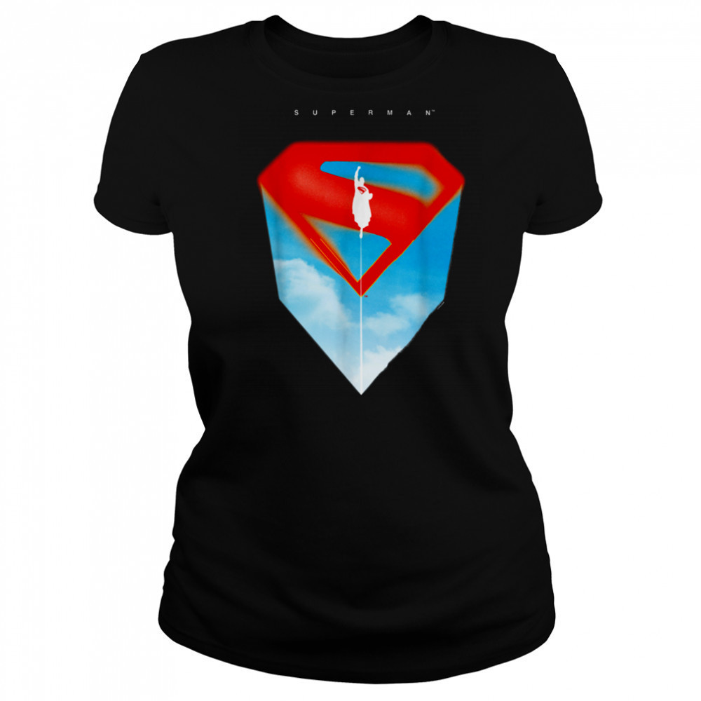 Superman (2025) Flying Silhouette Red S Shield Logo T Shirt Women's T-shirt